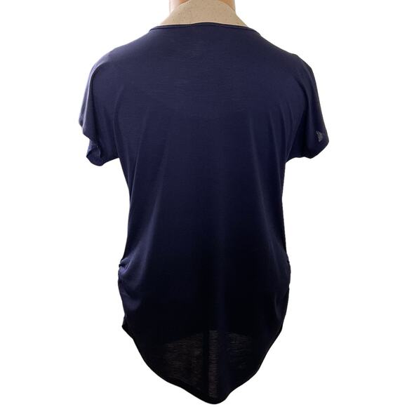 Sweet Wanderer Maternity Medium Navy Blue Embellished Neckline Blouse Top New - Picture 2 of 14